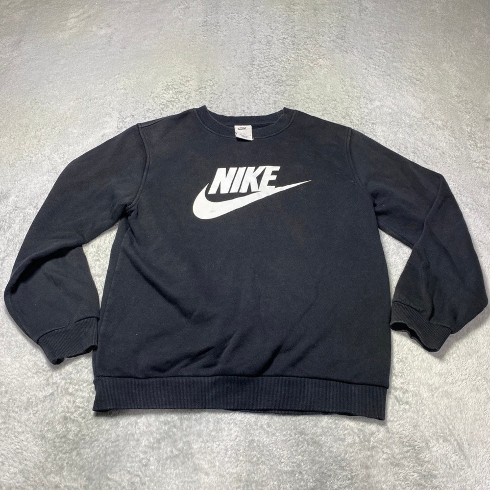 Nike Womens Large Sweatshirt Sportswear Club Fleece Black Futura Logo Pullover